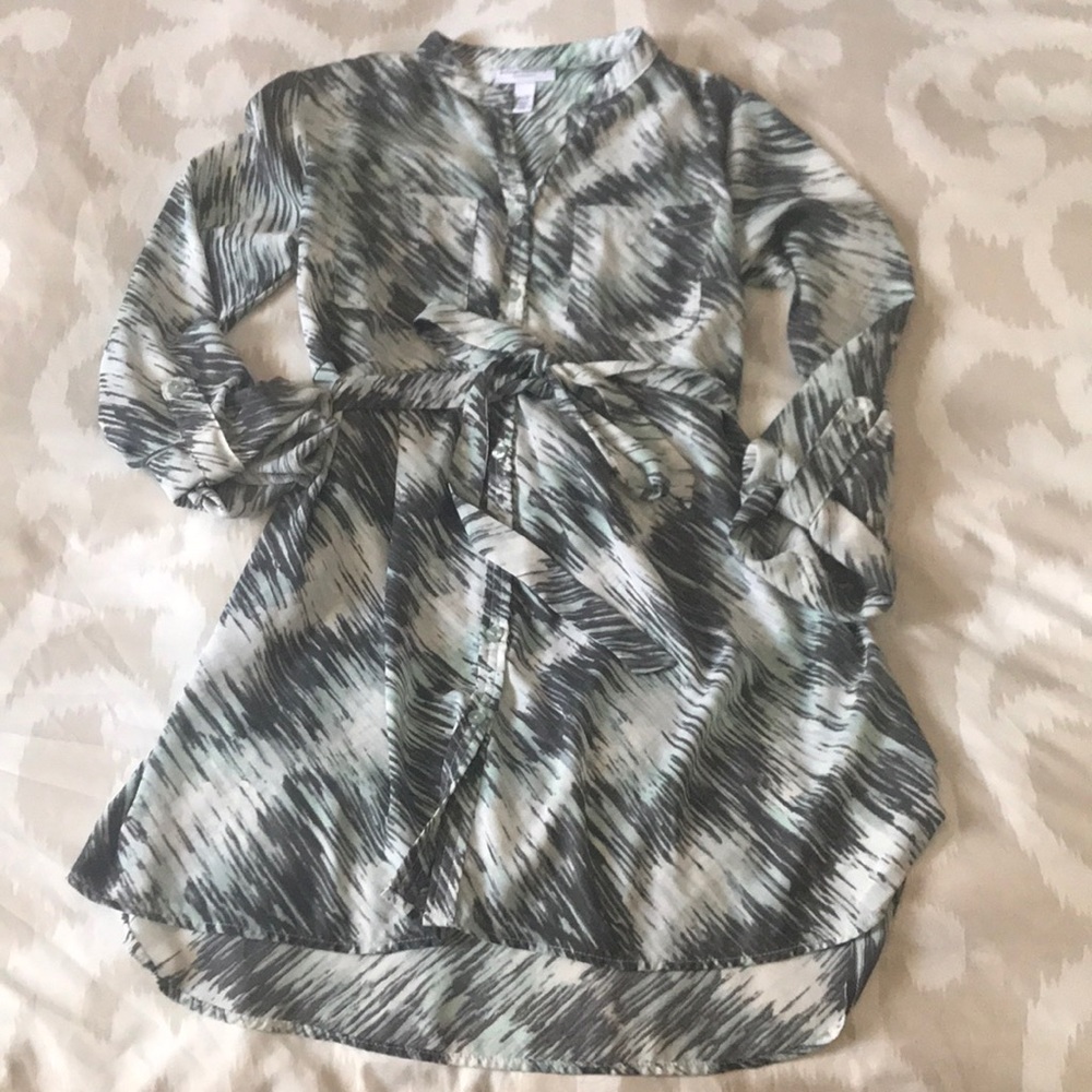 Printed Button Down Tunic